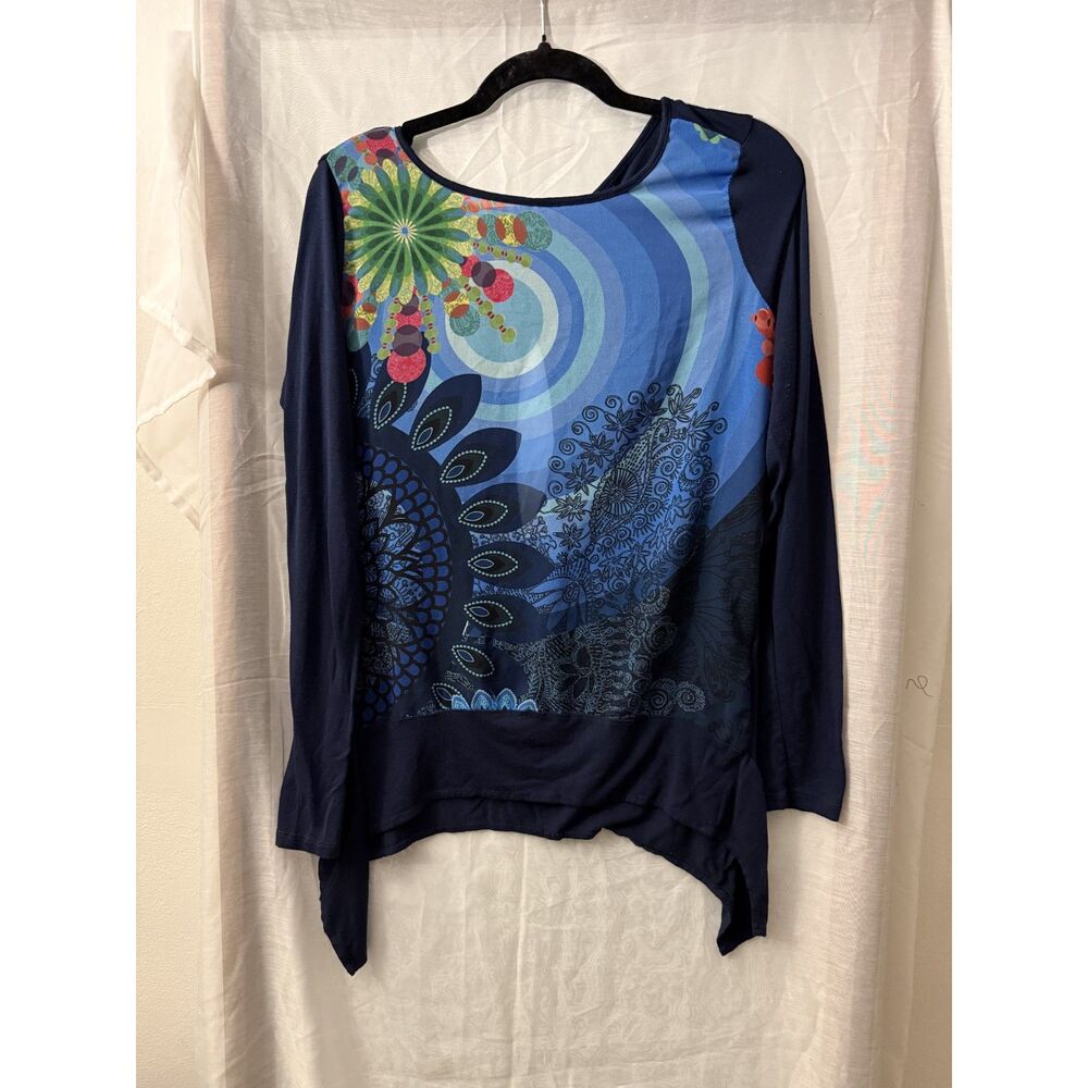 Desigual Blue Mandala Open Back Tunic — Medium